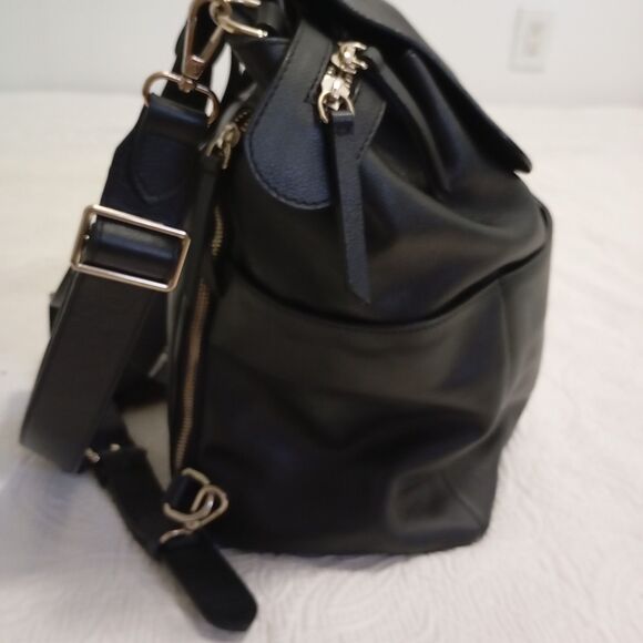 Mina Baie Kinney Vegan Leather Diaper Bag Black Backpack - Picture 6 of 10